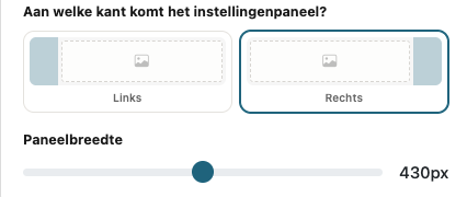 Settings panel side and width